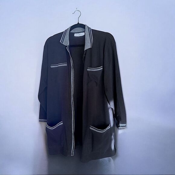 CHAUS l Button-up Collared Sweater Blazer Jacket l 4-pocket Design l L l EUC - Picture 3 of 10